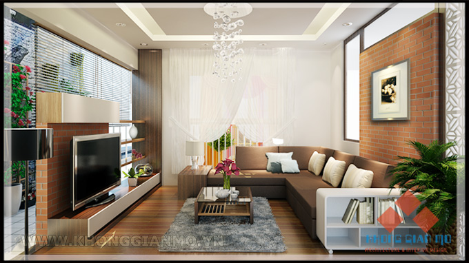 Thiết kế nội thất chung cư 113 Trung Kính - 3D Phòng khách